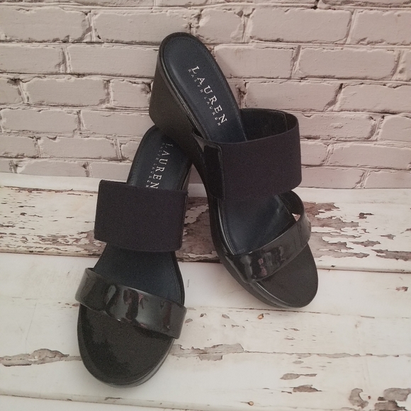 Lauren Ralph Lauren Shoes - Ralph Lauren Navy Blue Slip-on Wedges - Size 6.5